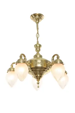 Gyor 5 armed chandelier - LED handmade brass chandelier