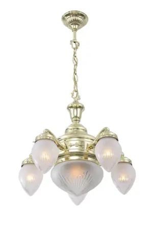 Esztergom 5 armed chandelier - LED handmade brass chandelier