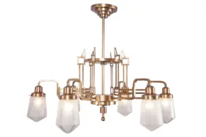 Hoffmann 6 armed chandelier - LED handmade brass chandelier