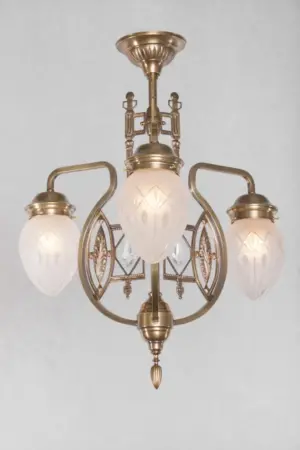 Pannon 3 armed chandelier - LED handmade brass chandelier