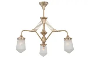 Prague 3 armed chandelier I. - LED handmade brass chandelier