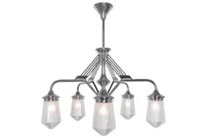 Prague 5 armed chandelier I. - LED handmade brass chandelier