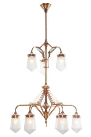Prague 9 armed chandelier I. - LED handmade brass chandelier