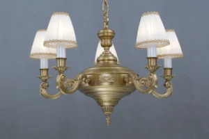 5 armed chandelier with fabric shades Budapest II.