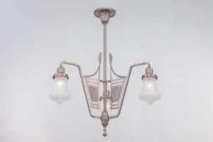 Varnished chandelier with new manually cut glass shades 12