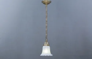 Restored gracile pendant with light blue opaline glass 86