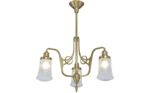 3 armed chandelier with cut shades 184