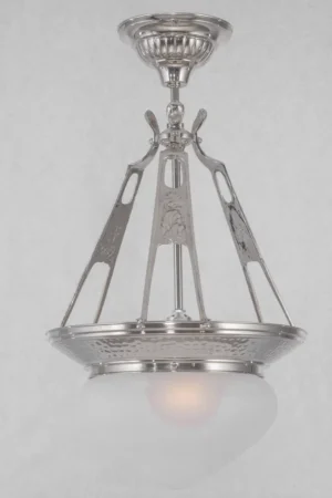 Eclectic and restored pendant with new glass shade 11