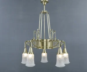 Matt brass art nouveau chandelier 357.