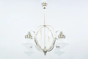 Four bulb nickel plated chandelier 293