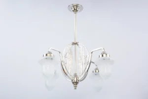 Nickel plated art nouveau chandelier 298