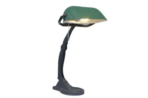 Cast iron table lamp with green metal shade 215