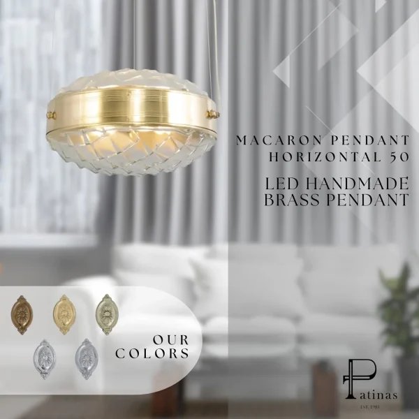 Macaron pendant horizontal 50 - LED handmade brass pendant - Image 9