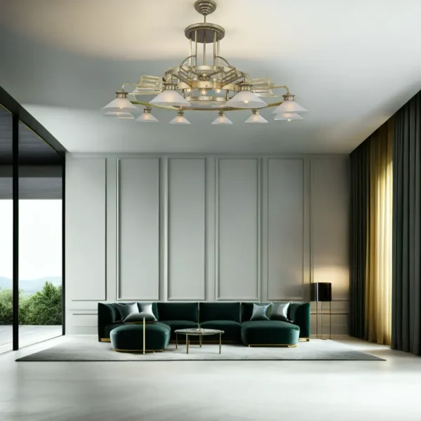 Snooker 10 armed chandelier - LED handmade brass chandelier - Image 8