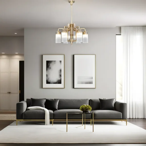 Triest 6 armed chandelier - LED handmade brass chandelier - Image 8