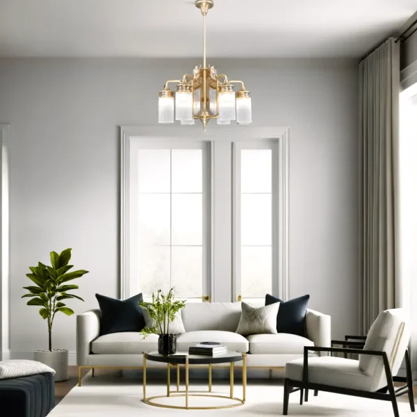 Triest 6 armed chandelier - LED handmade brass chandelier - Image 9