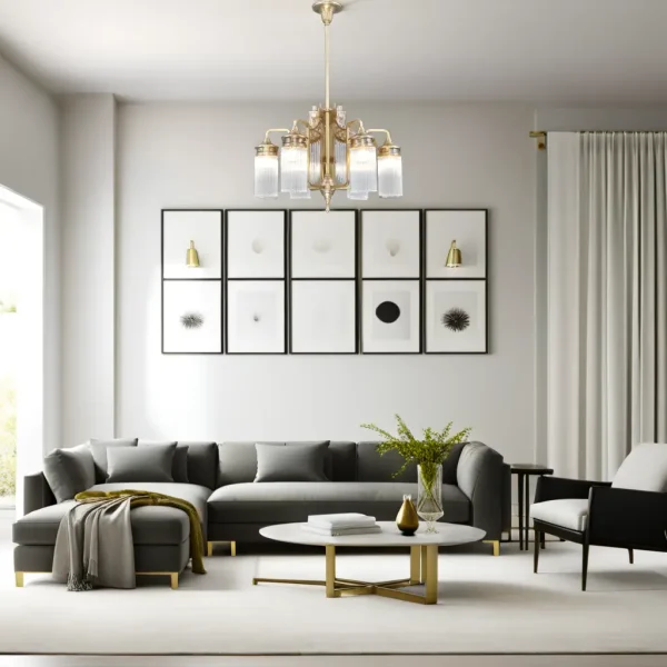 Triest 6 armed chandelier - LED handmade brass chandelier - Image 12